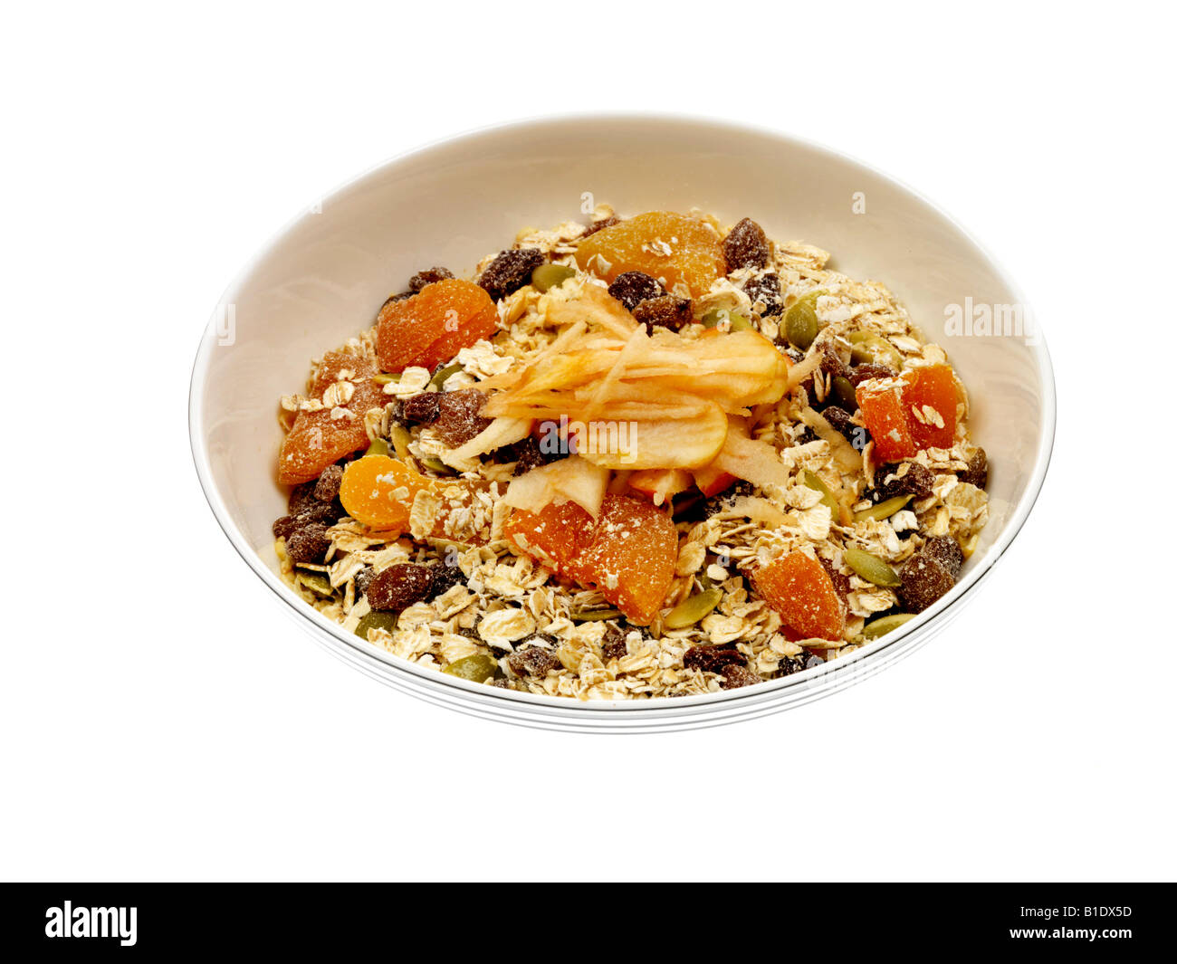 Müsli mit gemischten Früchten und Nüssen Stockfoto