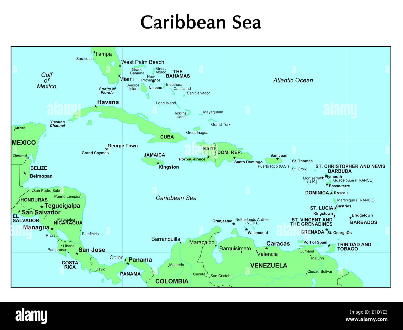 Karibik-Karte Stockfoto