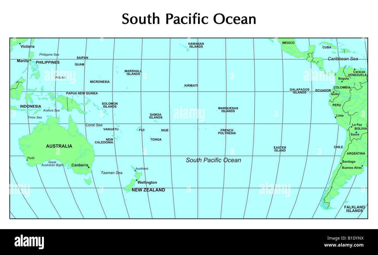 Süd-Pazifik Karte Stockfoto
