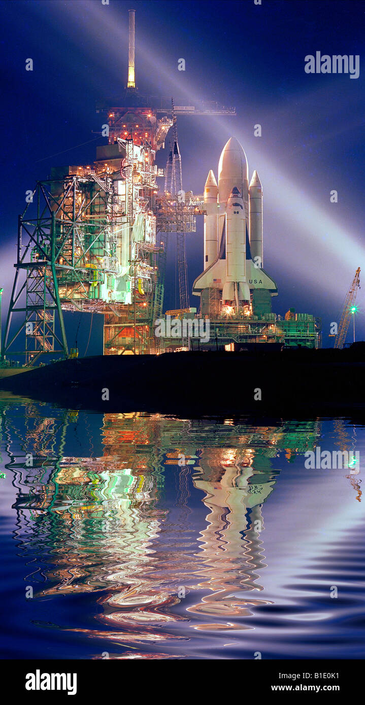 Space Shuttle STS1 Startrampe A Komplex 39 Prelaunch Stockfoto