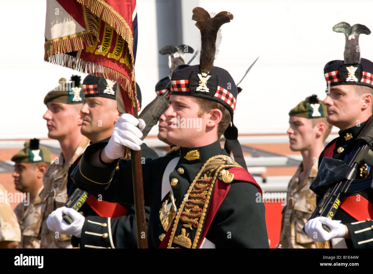 Die Royal Regiment of Scotland Militär Kleid schottischen Soldaten auf der parade Stockfoto