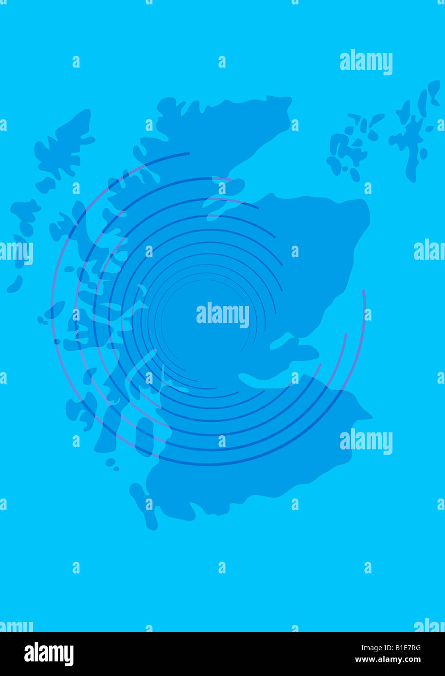 Karte von Schottland, Großbritannien Stockfoto