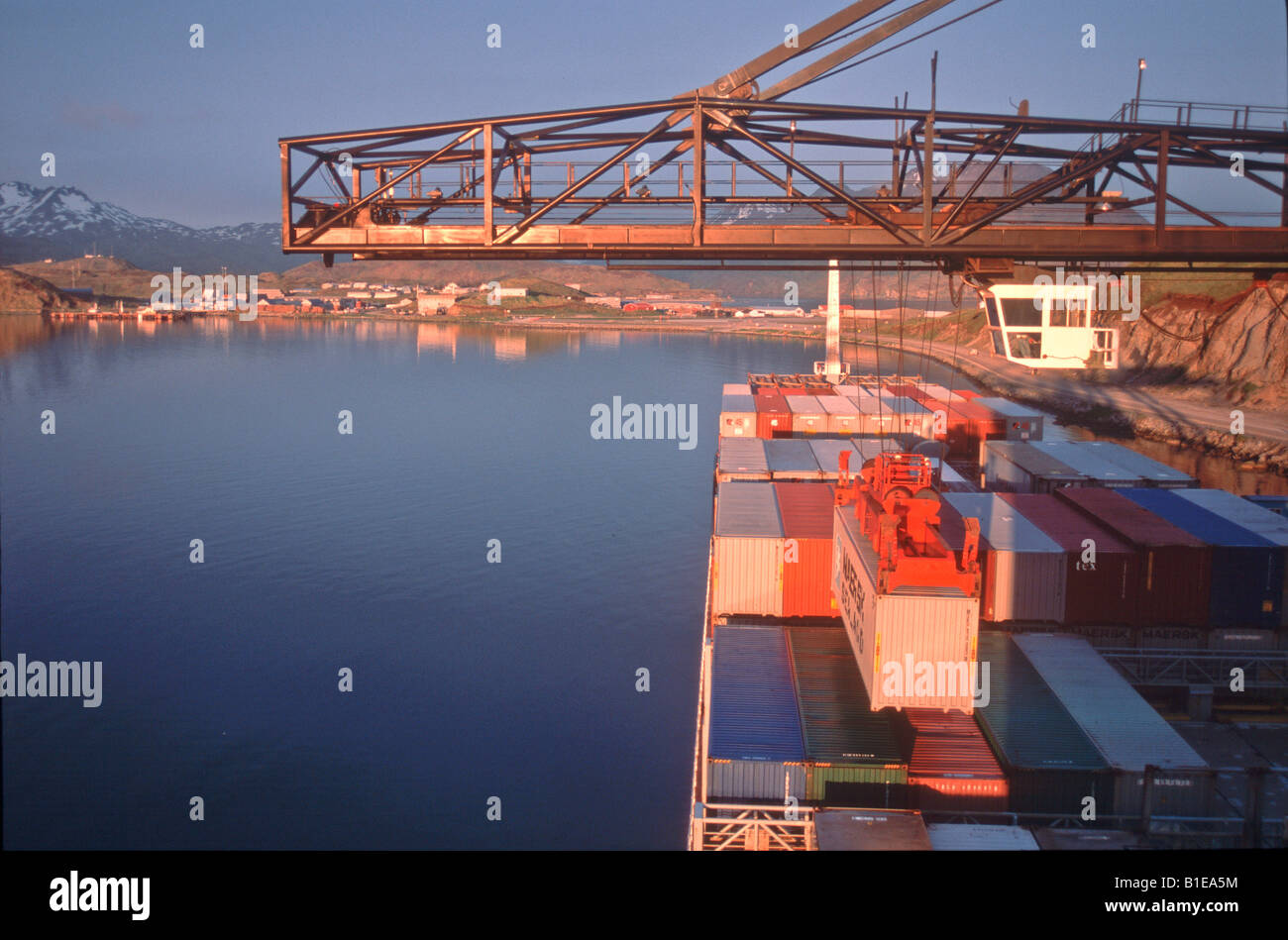 Container-terminal, Dutch Harbor, Alaska Stockfoto