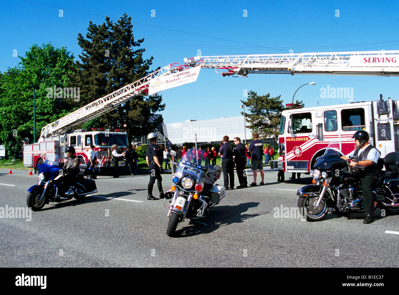 Kanadas Motorradtour für Papa, Prostata-Krebs zu bekämpfen statt in Vancouver British Columbia Kanada - 31. Mai 2008 Stockfoto