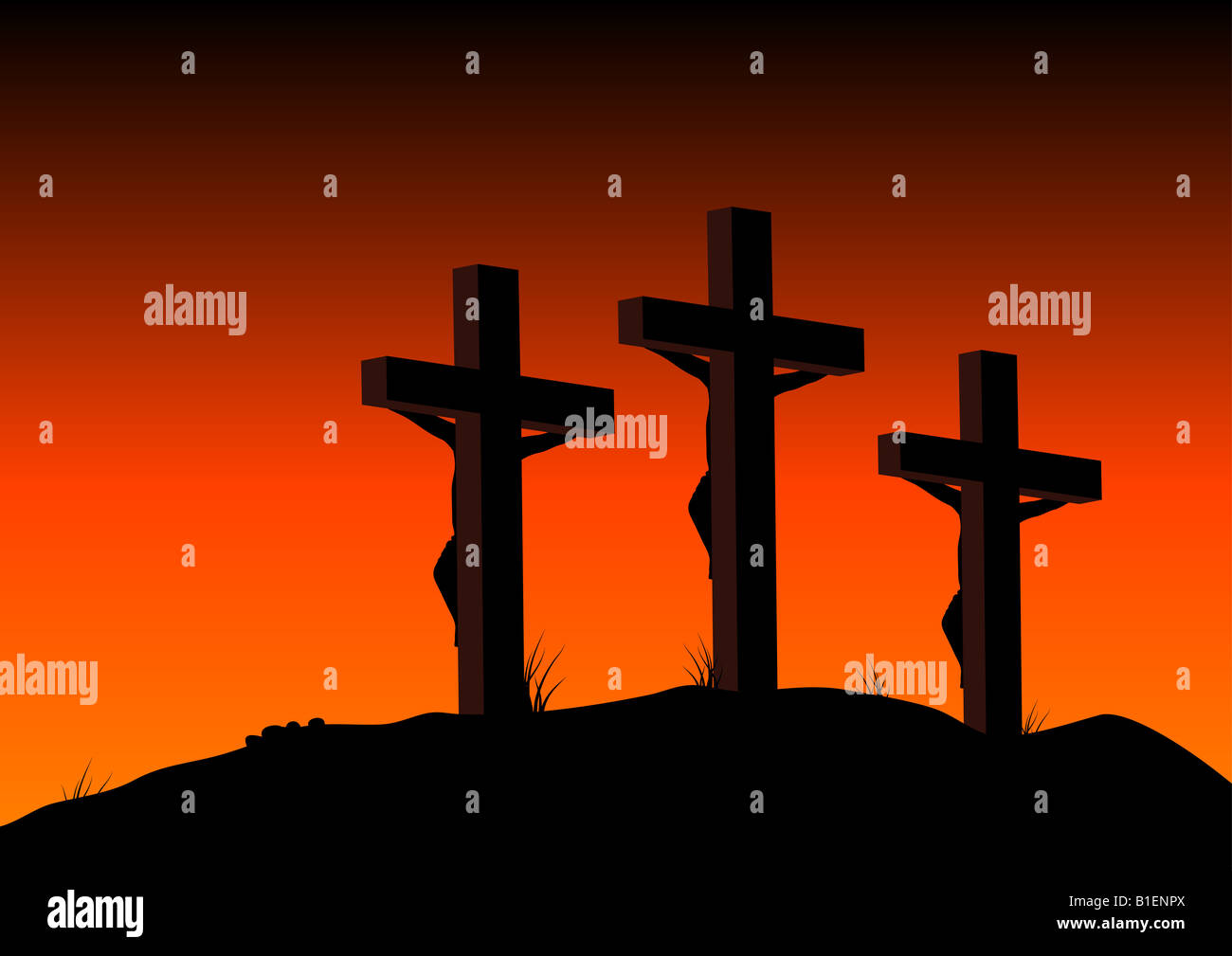 Abstraktes Vektor-Illustration 3 Figuren auf Kreuze Stockfoto