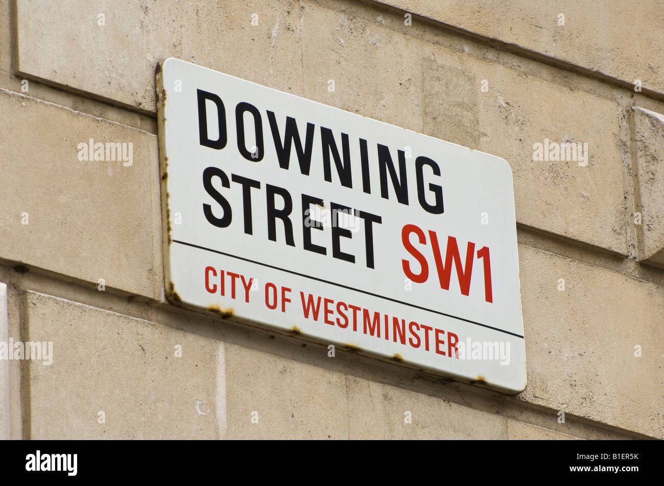 Downing Street Zeichen Stockfoto