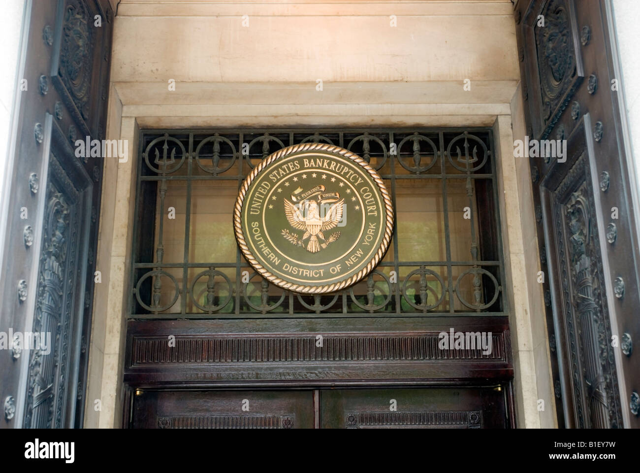 Eingang zum geeinten Staates Konkursgericht südlichen Bezirk von NY Stockfoto