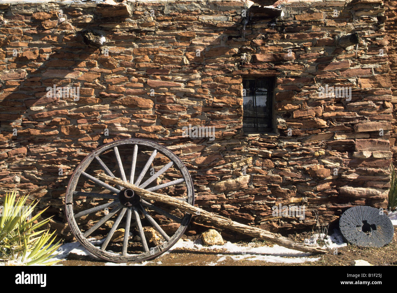 Hopi Indian House im Pueblo National Park, Grand Canyon National Park, Black Mesa, Arizona, USA. Architektur der indianischen Stammeskultur Stockfoto