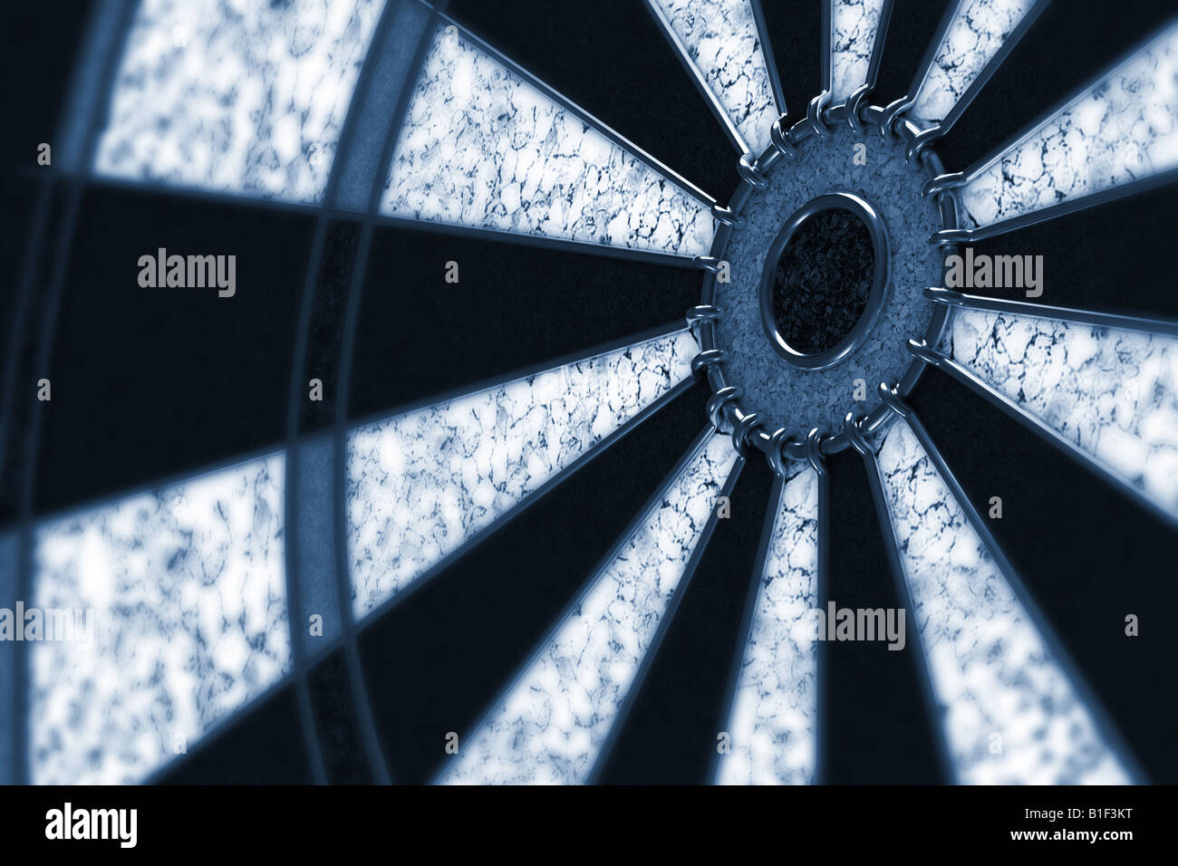 Seitlicher Blick auf eine Dartscheibe bullseye Stockfoto