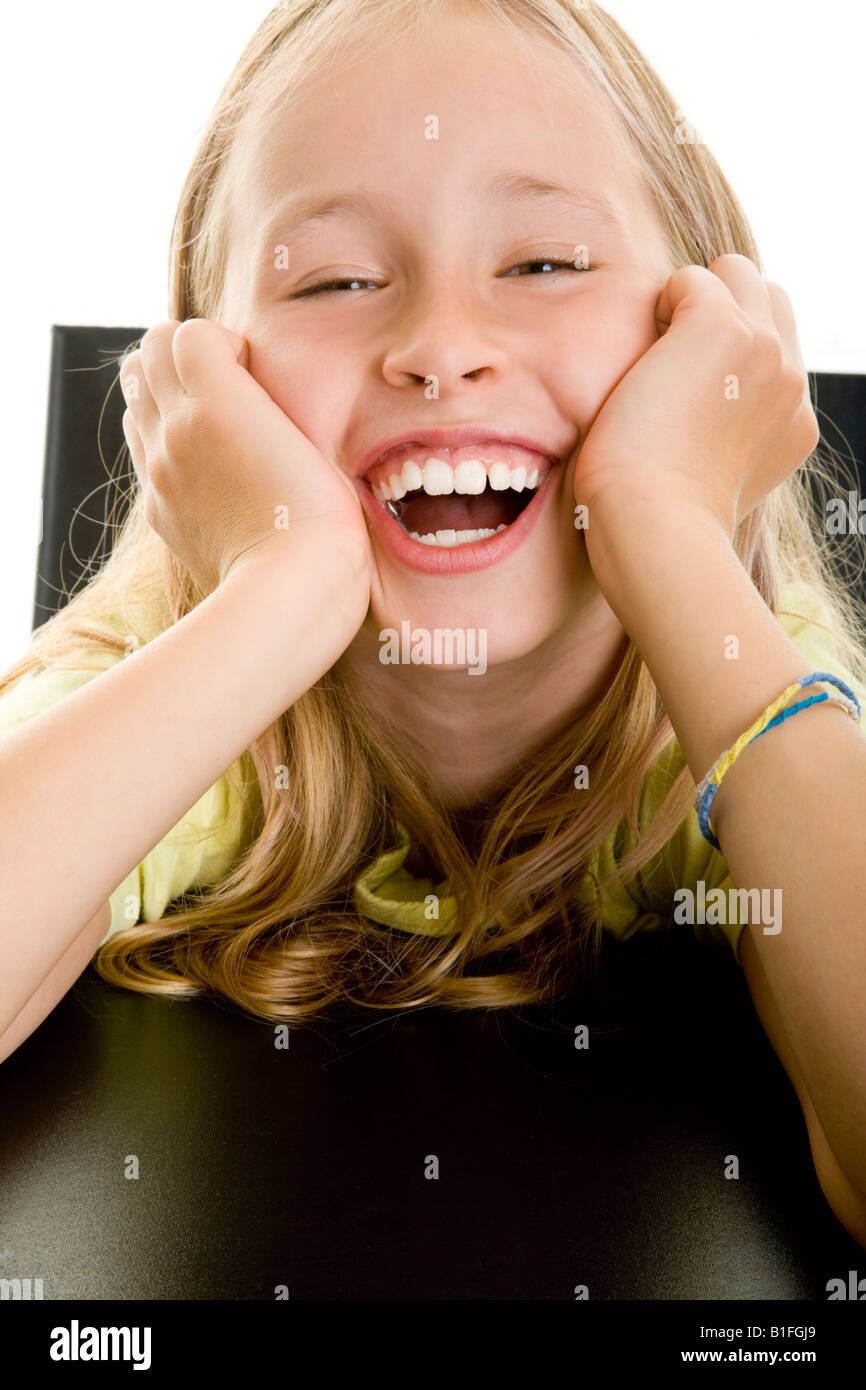 blonde Mädchen glückliches lachend Stockfoto