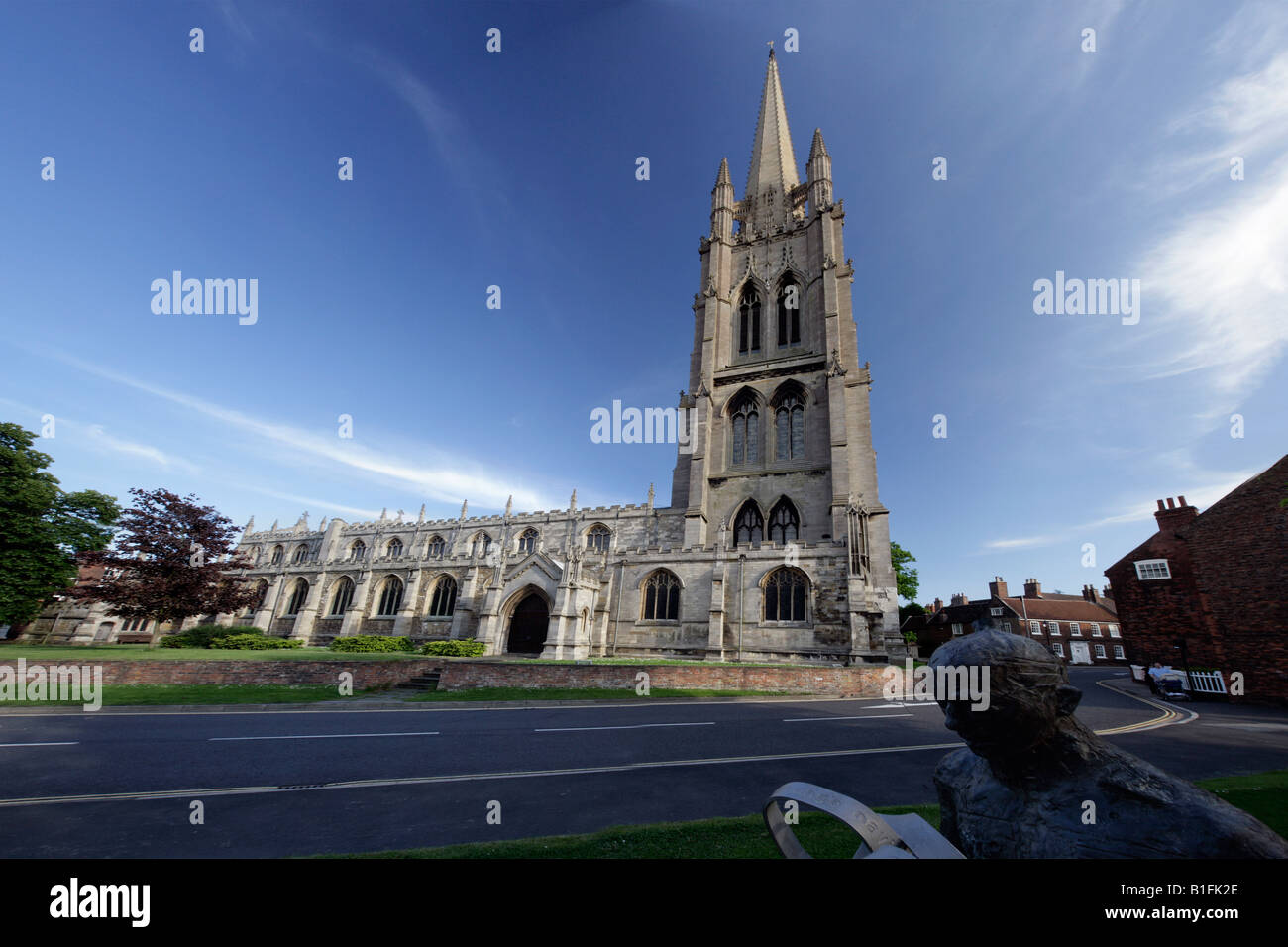 Panorama-Foto Blick der Pfarrei Kirche St James Louth Lincolnshire mit späten senkrecht Kirchturm und Spire 1501 1515 Stockfoto