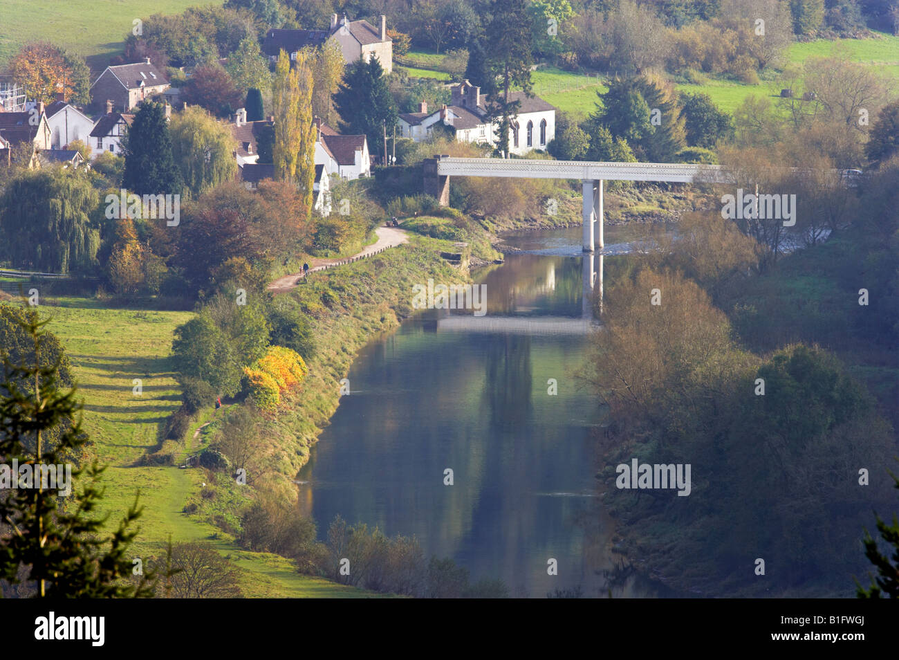 Brücke über den Fluss Brockweir Dorf Wye Valley Stockfoto