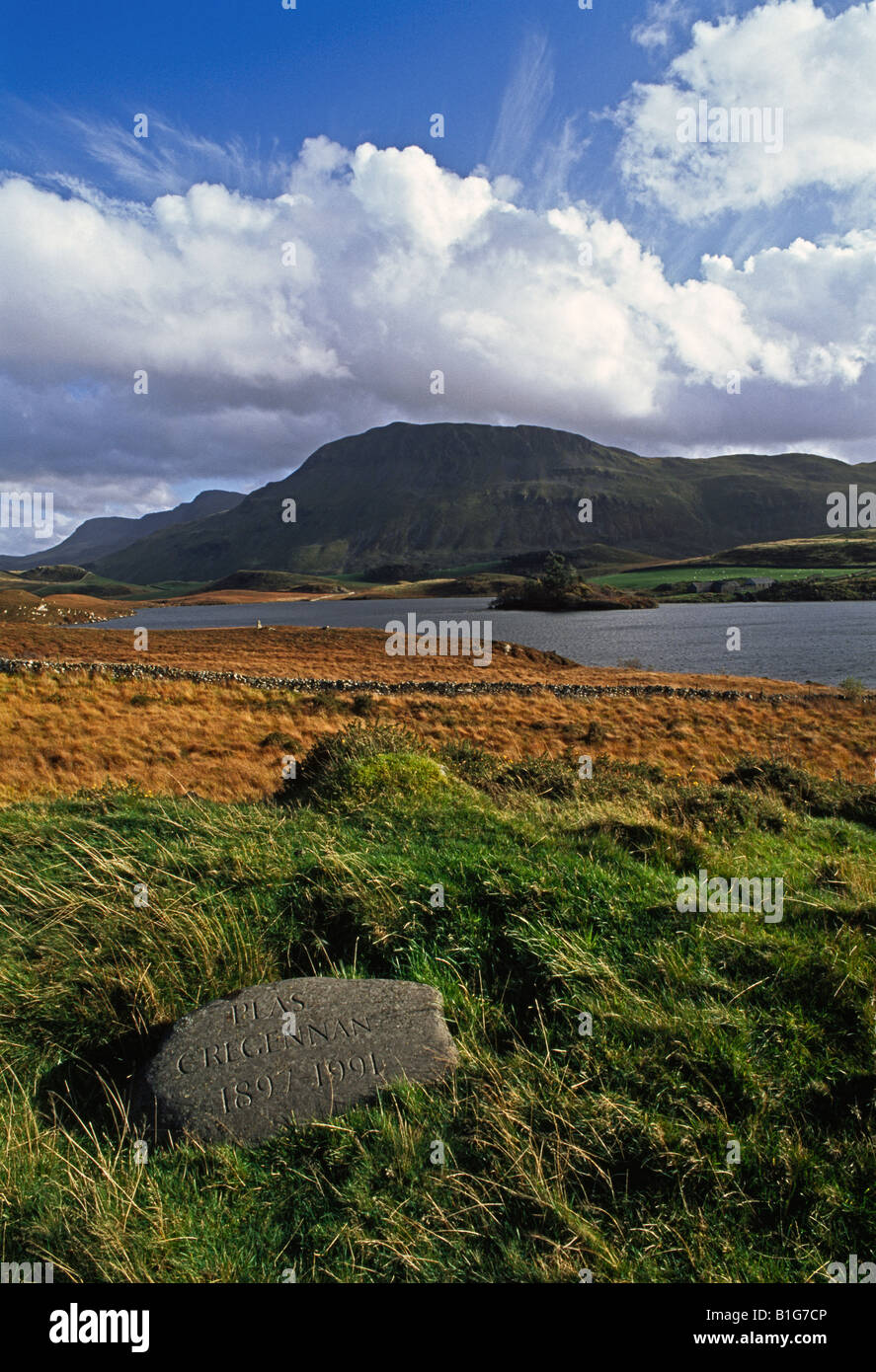 Gedenken-Stein-Cregennan-See Stockfoto