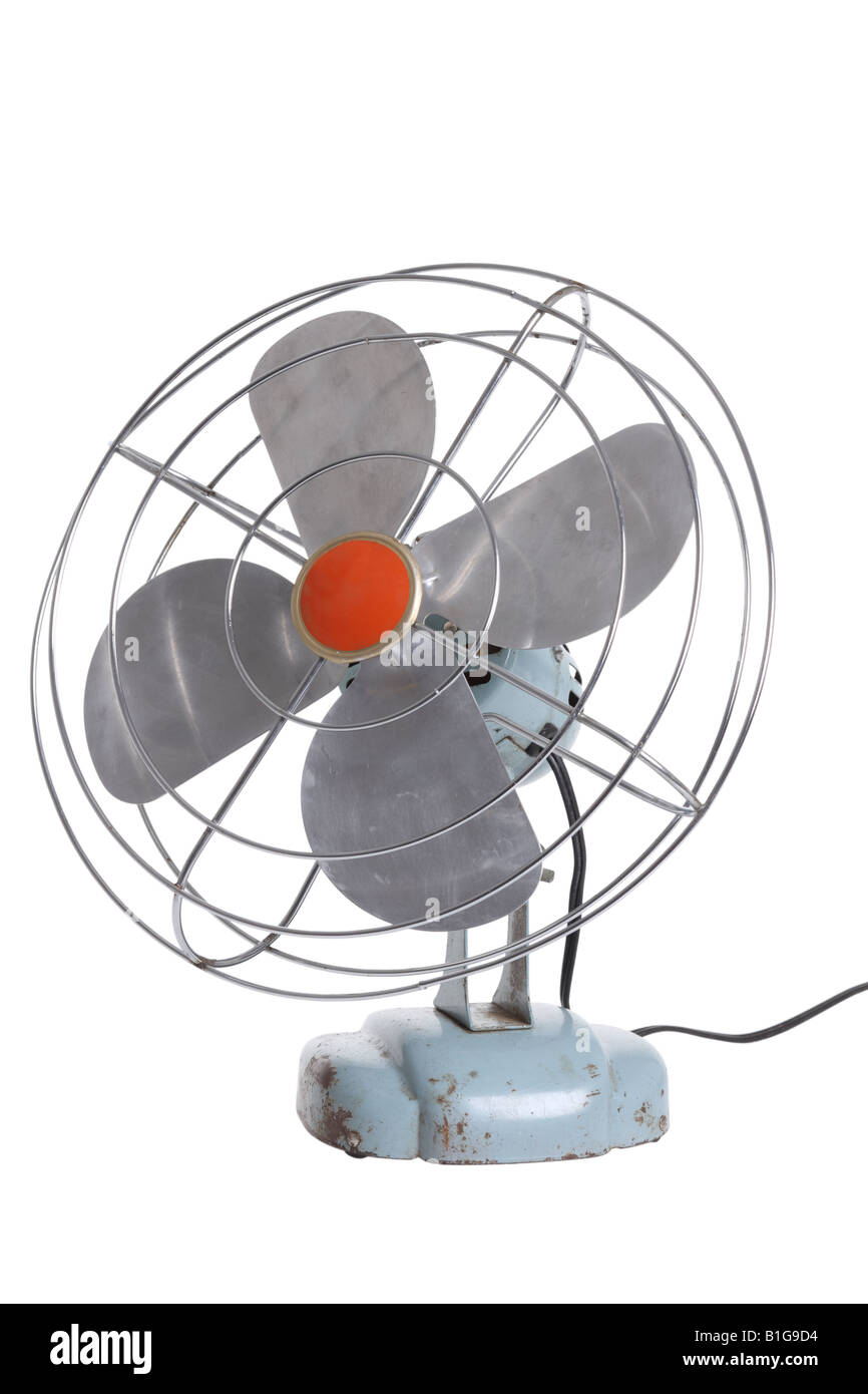 Retro-Ventilator auf weißem Hintergrund ausschneiden Stockfoto