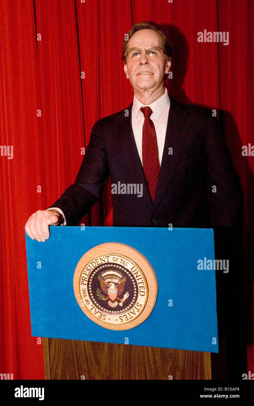 George H W Bush Anzeige am nationalen Präsidentschaftswahlen Wachsfigurenkabinett Keystone South Dakota USA Stockfoto