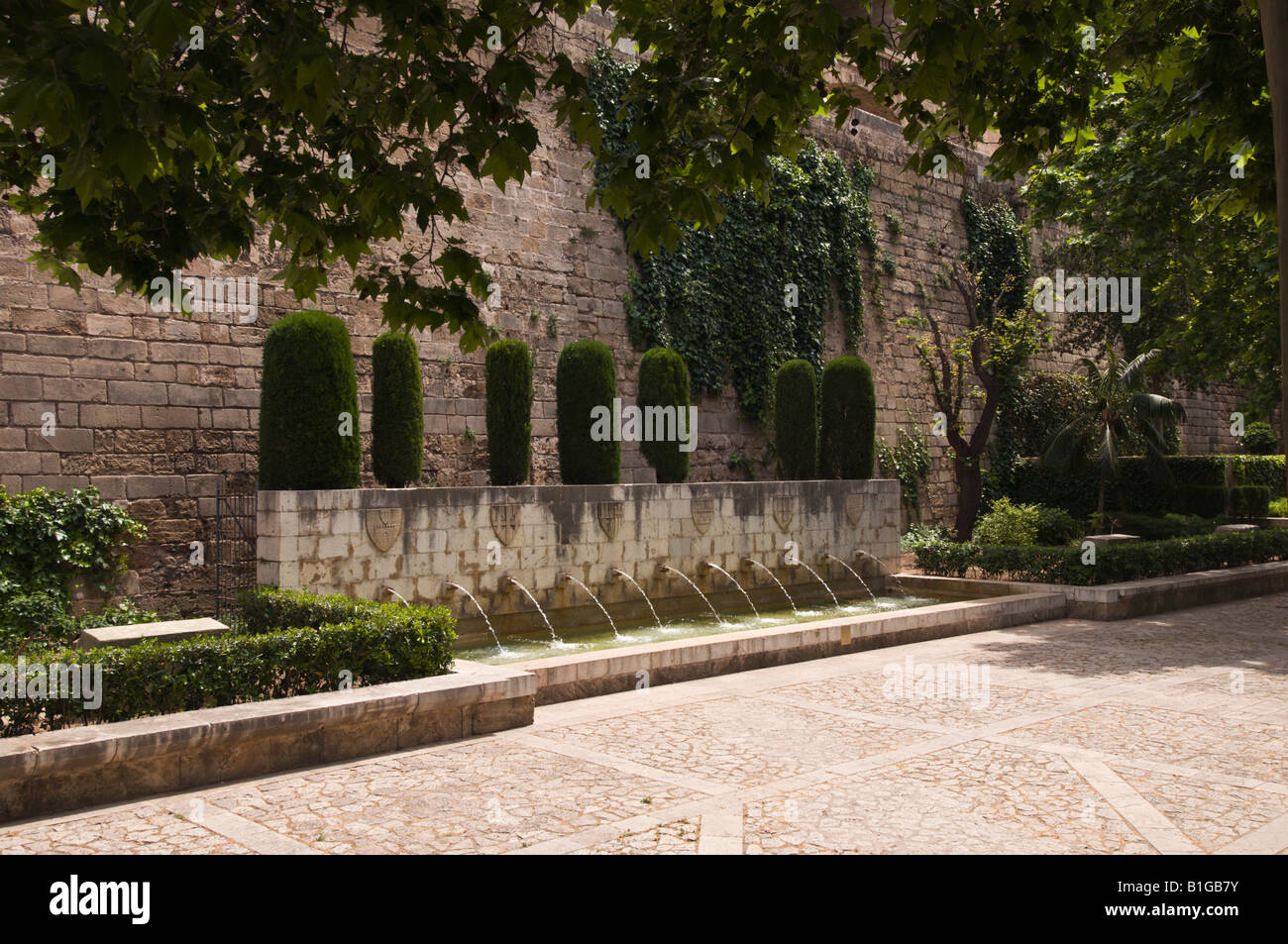 Gärten im Kathedrale von Palma, Mallorca. Stockfoto