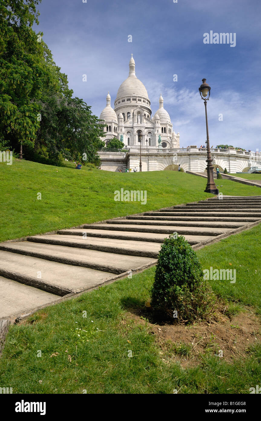 Treppe bis zum Montmartre-Hügel, Basilika Paris Frankreich Stockfoto