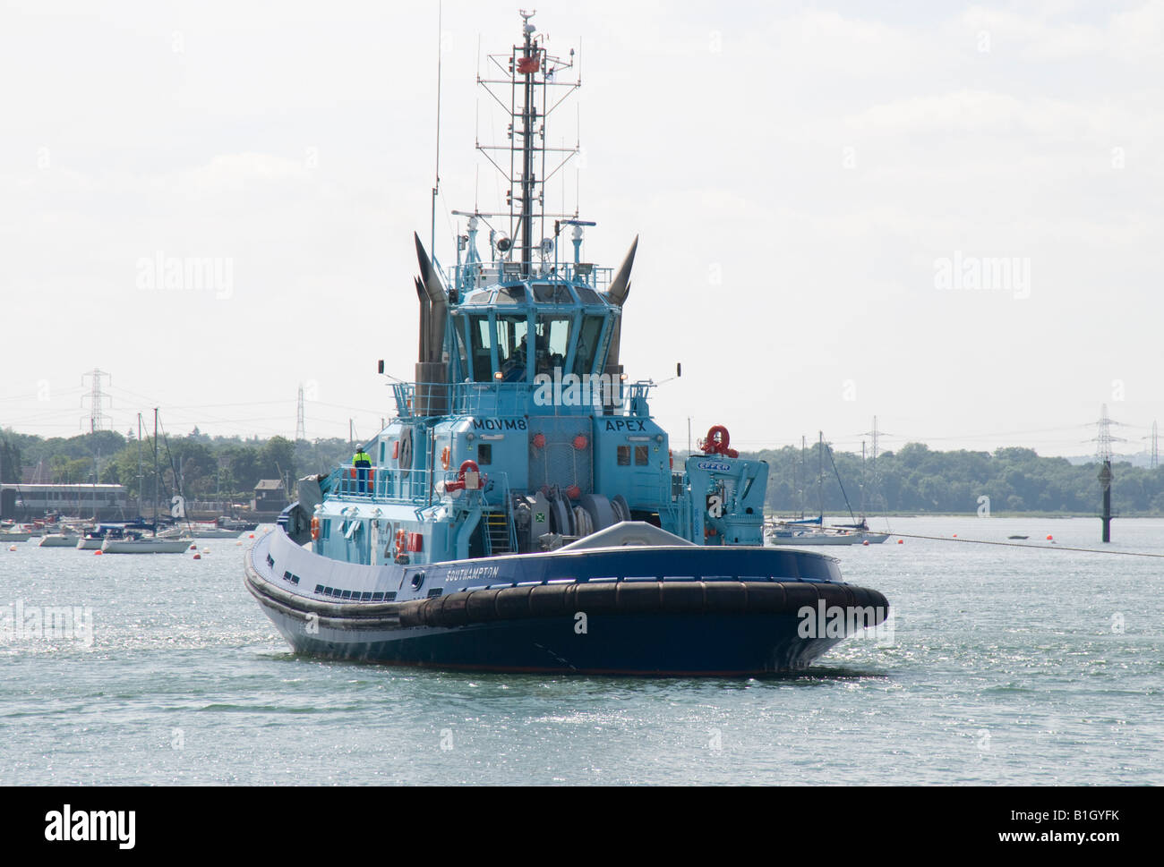 Norwegische 643GRT Schlepper Apex auf Studien in den Hafen von Southampton, wo sie registriert und betrieben von Solent Abschleppen, gebaut Stockfoto