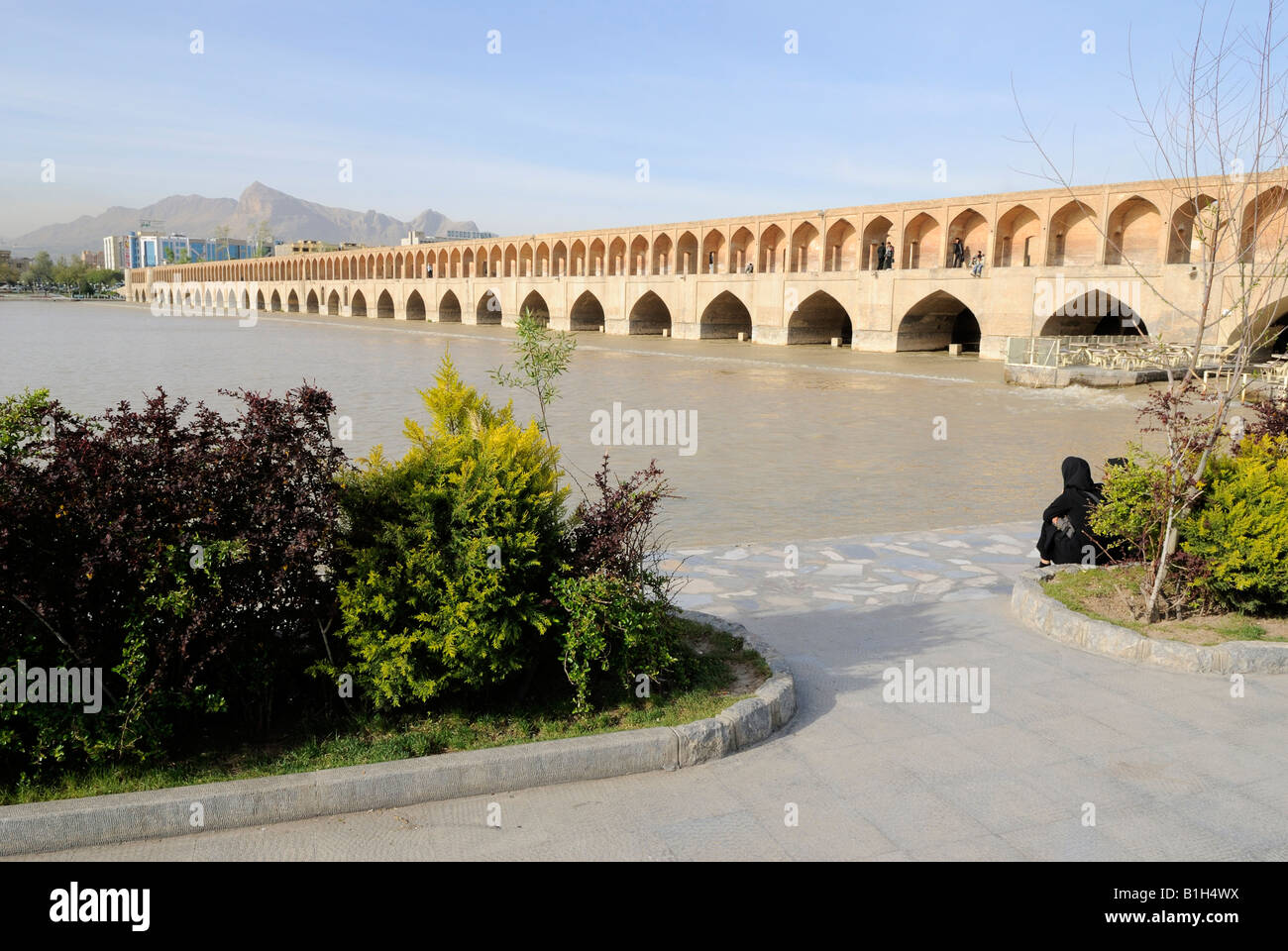 Eine Ansicht von Si-o-Seh Pol, auch genannt die, IranBridge der 33 Bögen, Isfahan, Iran Stockfoto
