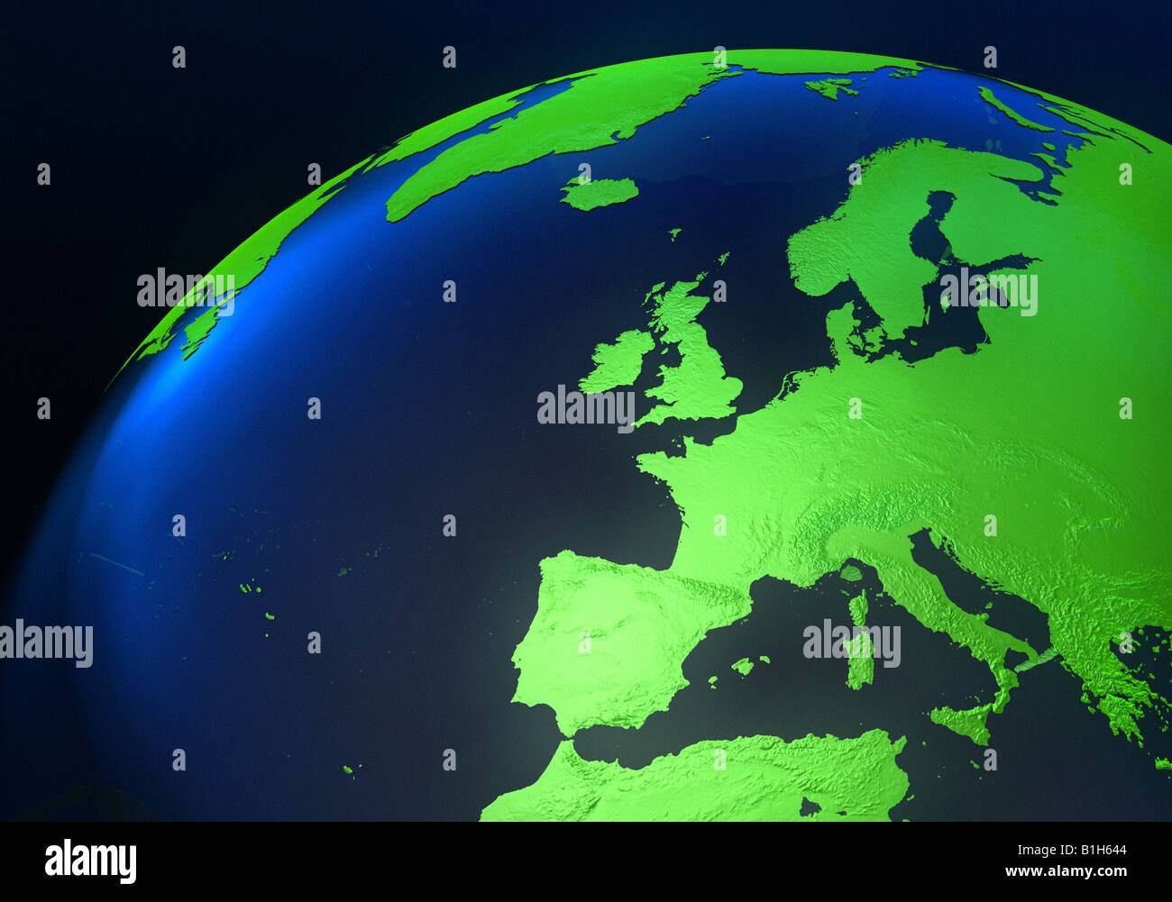 Europa auf einem Computer generiert Globus Stockfoto