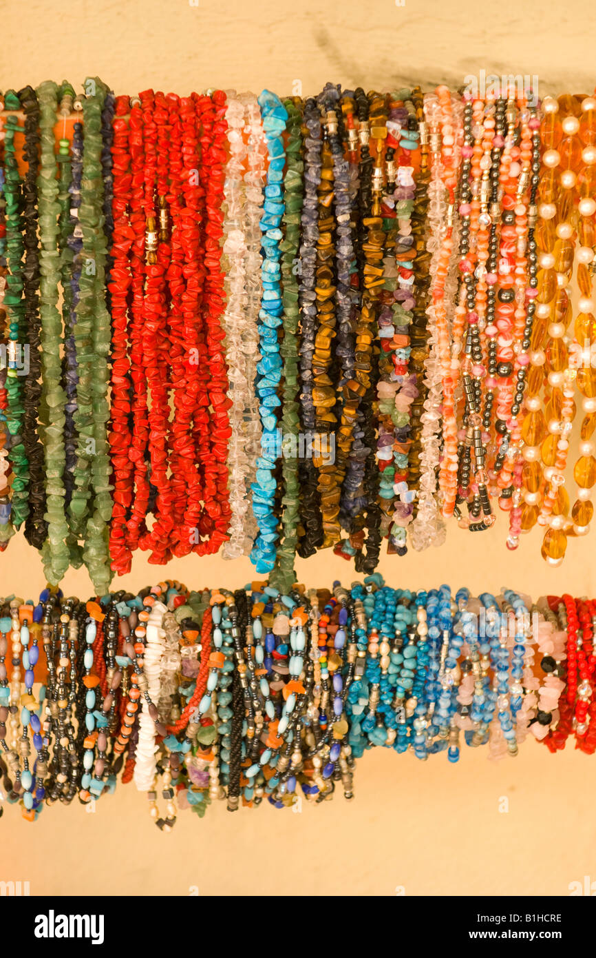 Souvenirs zum Verkauf auf Isla Mujeras Insel der Frauen in der Nähe von Cancun Mexiko Stockfoto