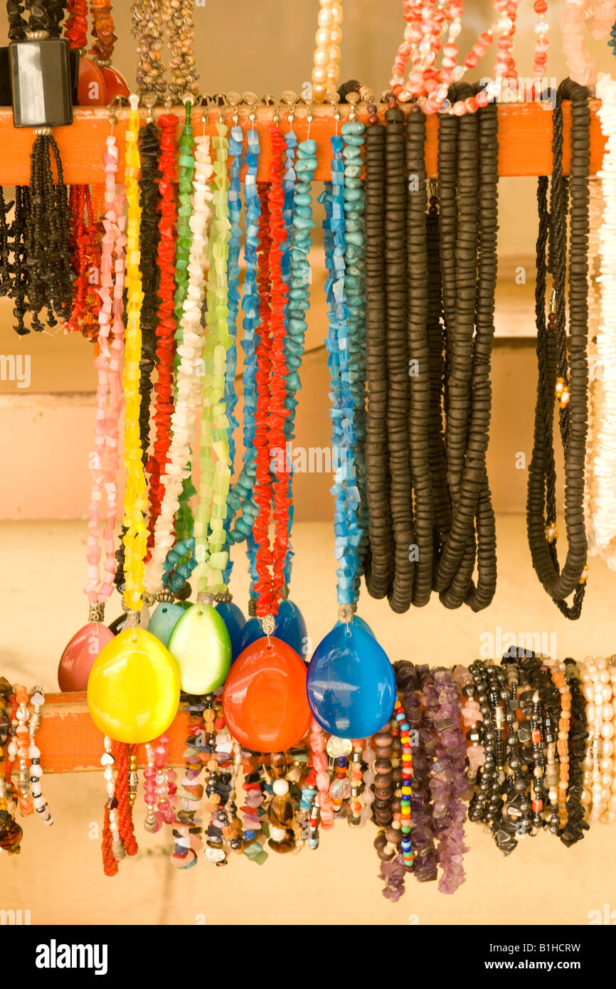 Souvenirs zum Verkauf auf Isla Mujeras Insel der Frauen in der Nähe von Cancun Mexiko Stockfoto