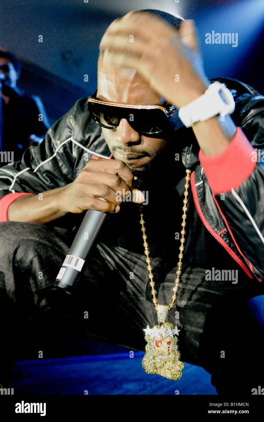 Kanye West live im Konzert hautnah Schuss Stockfoto
