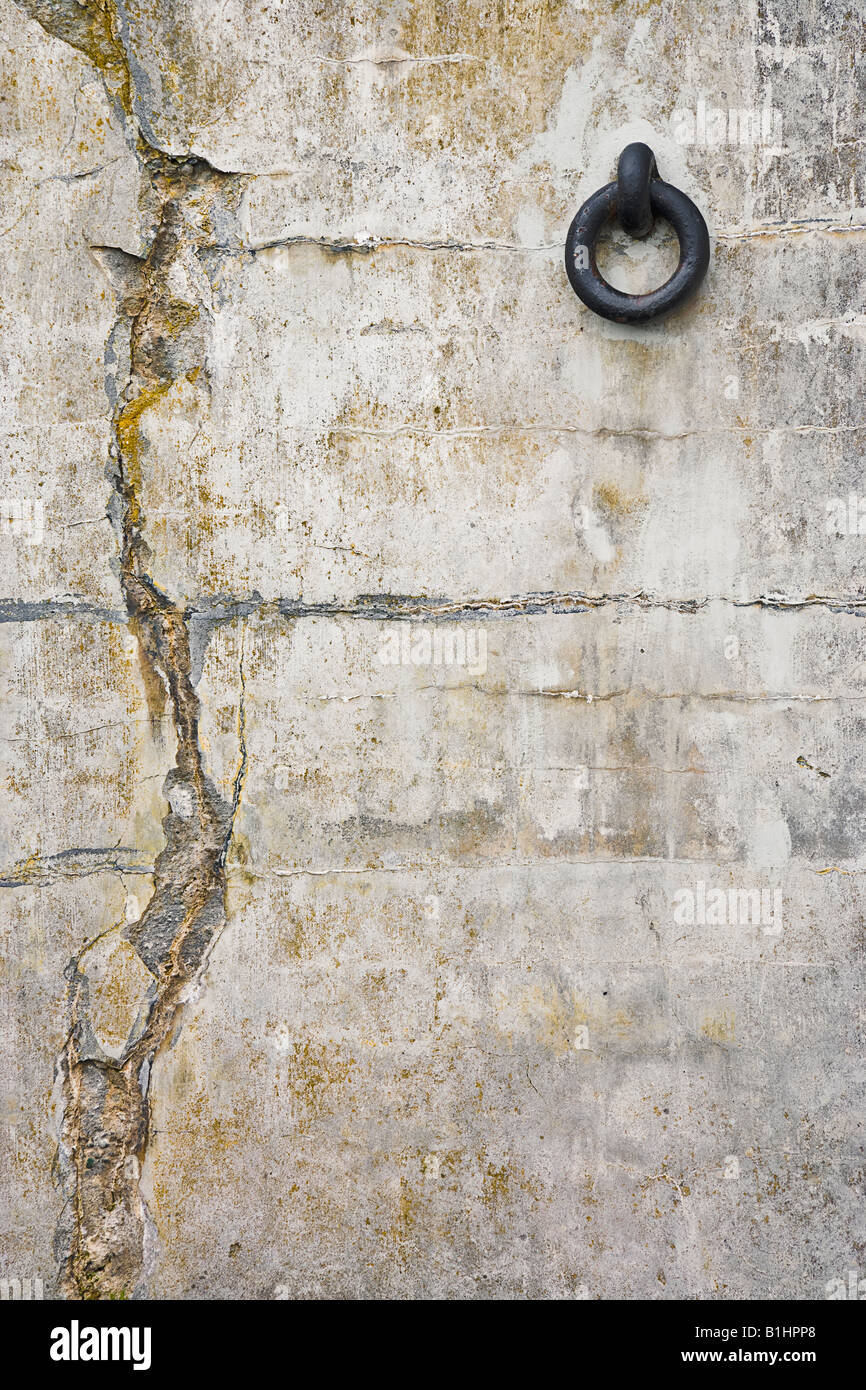 Eisenring verankert in Beton in einer verlassenen Pistole Plätz in den 1800er Jahren Fort Casey State Park Whidbey Island Puget Sound WA Stockfoto