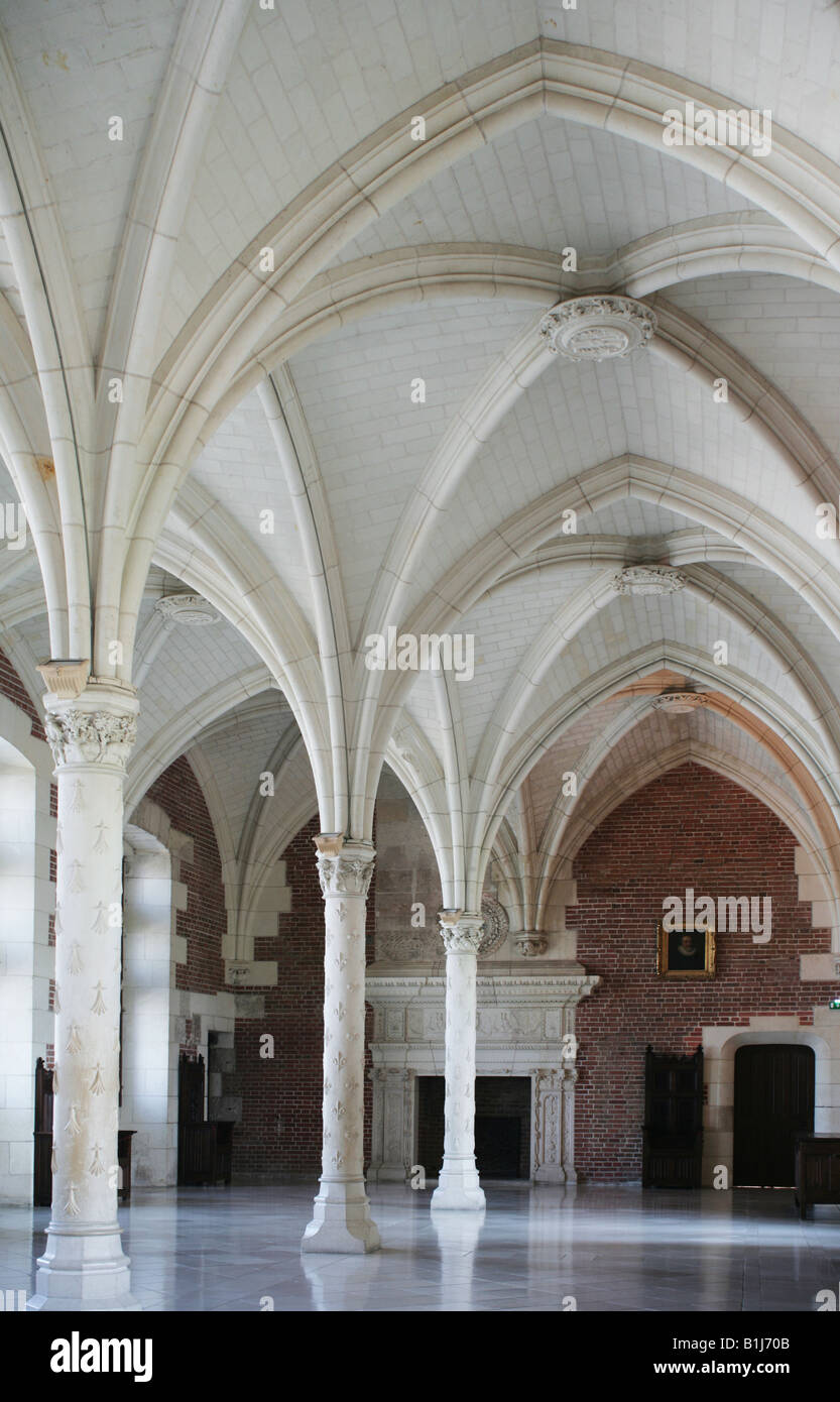 Gotische Gewölbe Ratssaal in Chateau d Amboise Touraine Loire-Tal-Frankreich Stockfoto
