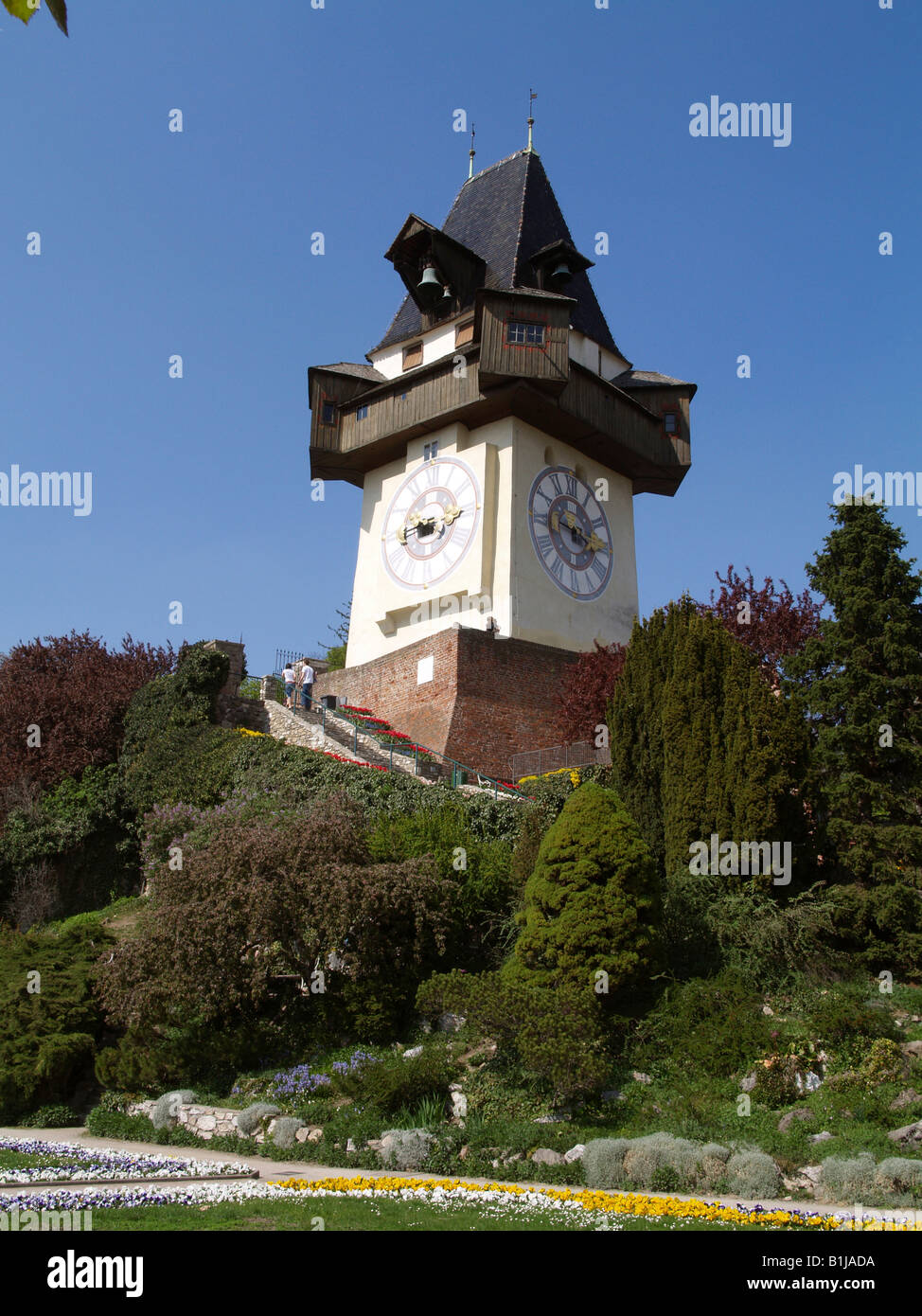 Aufbau der Uhrturm Graz, Österreich, Graz Stockfoto