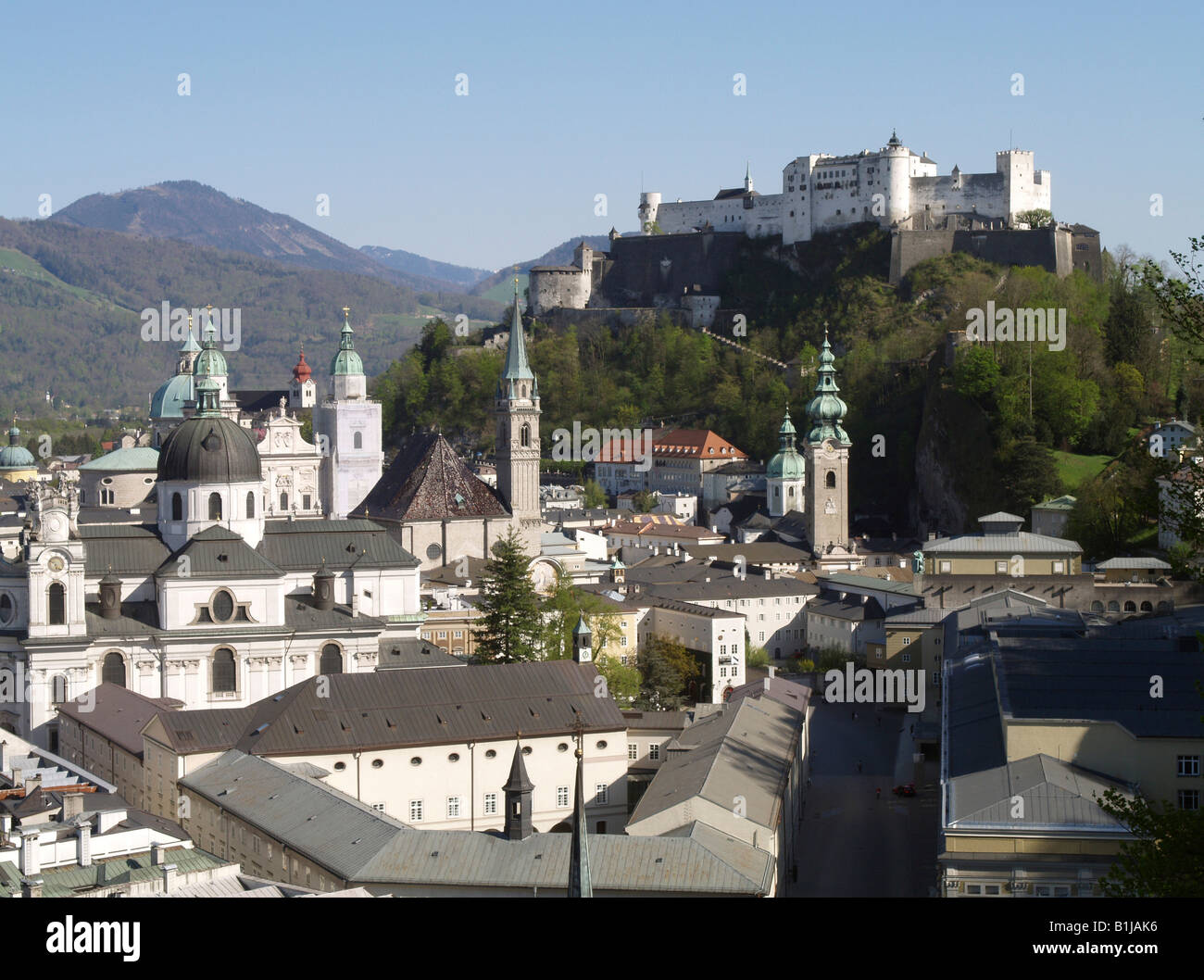 Salzburg, Altstadt, Festung Hohensalzburg, Österreich, Salzburg Stockfoto
