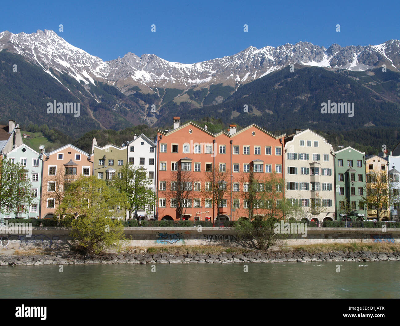Innsbruck, Altstadt, Berg Nordkette, Fluss Inn, Österreich, Tirol, Innsbruck Stockfoto