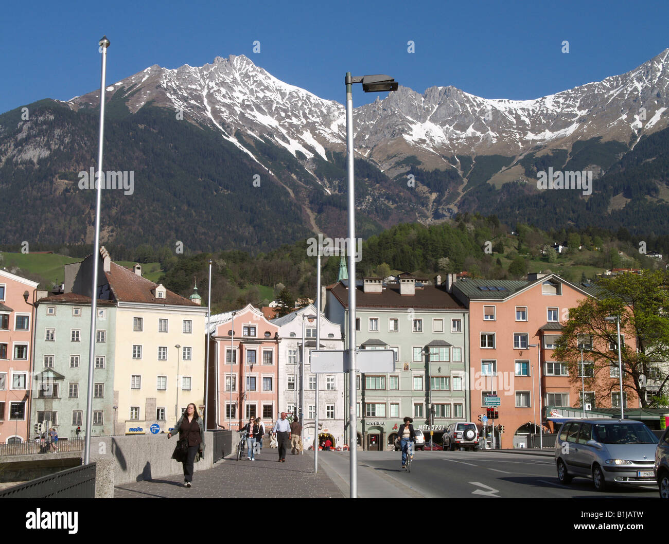 Innsbruck, Altstadt, Berg Nordkette, Österreich, Tirol, Innsbruck Stockfoto