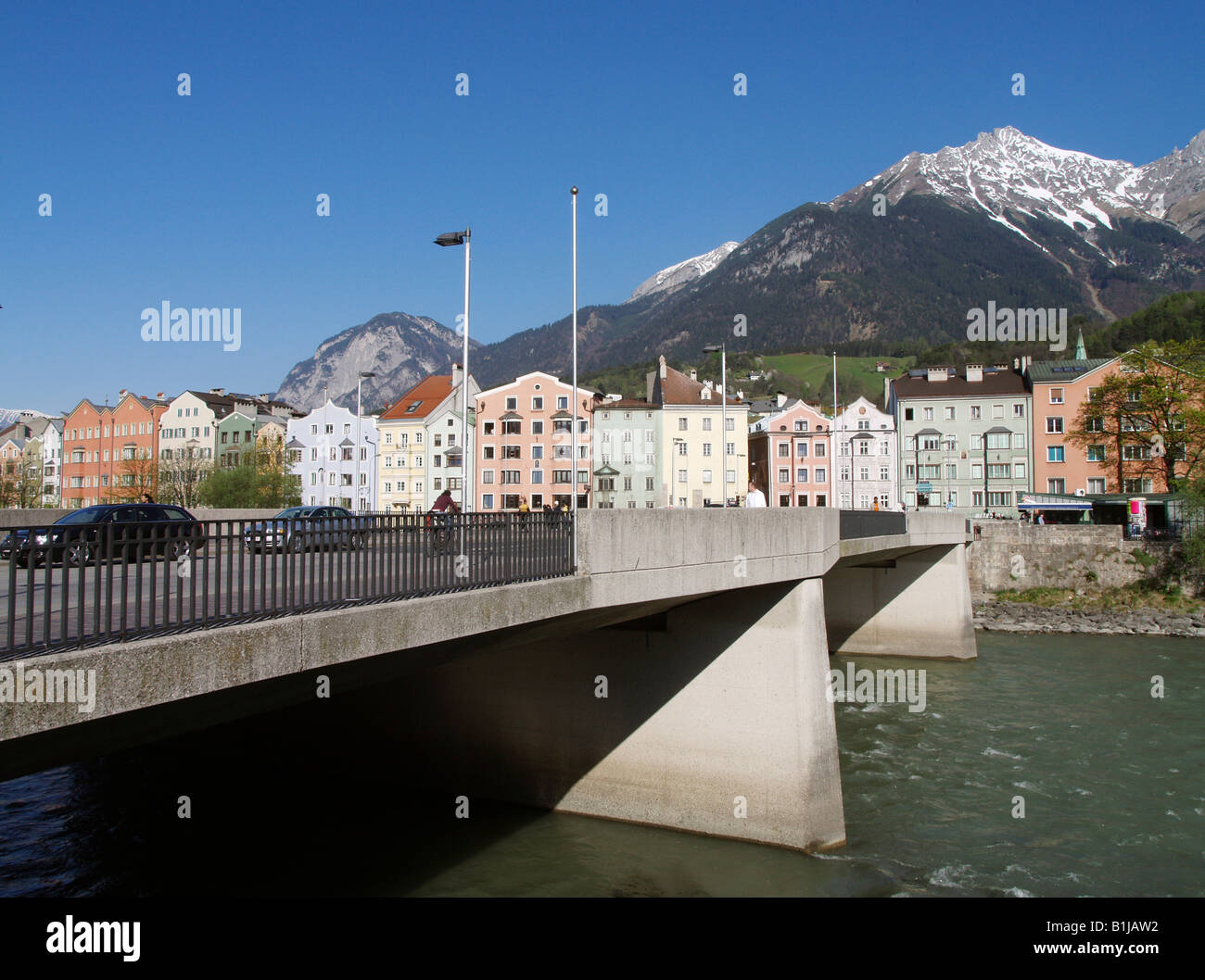 Innsbruck, Altstadt, Berg Nordkette, Fluss Inn, Österreich, Tirol, Innsbruck Stockfoto