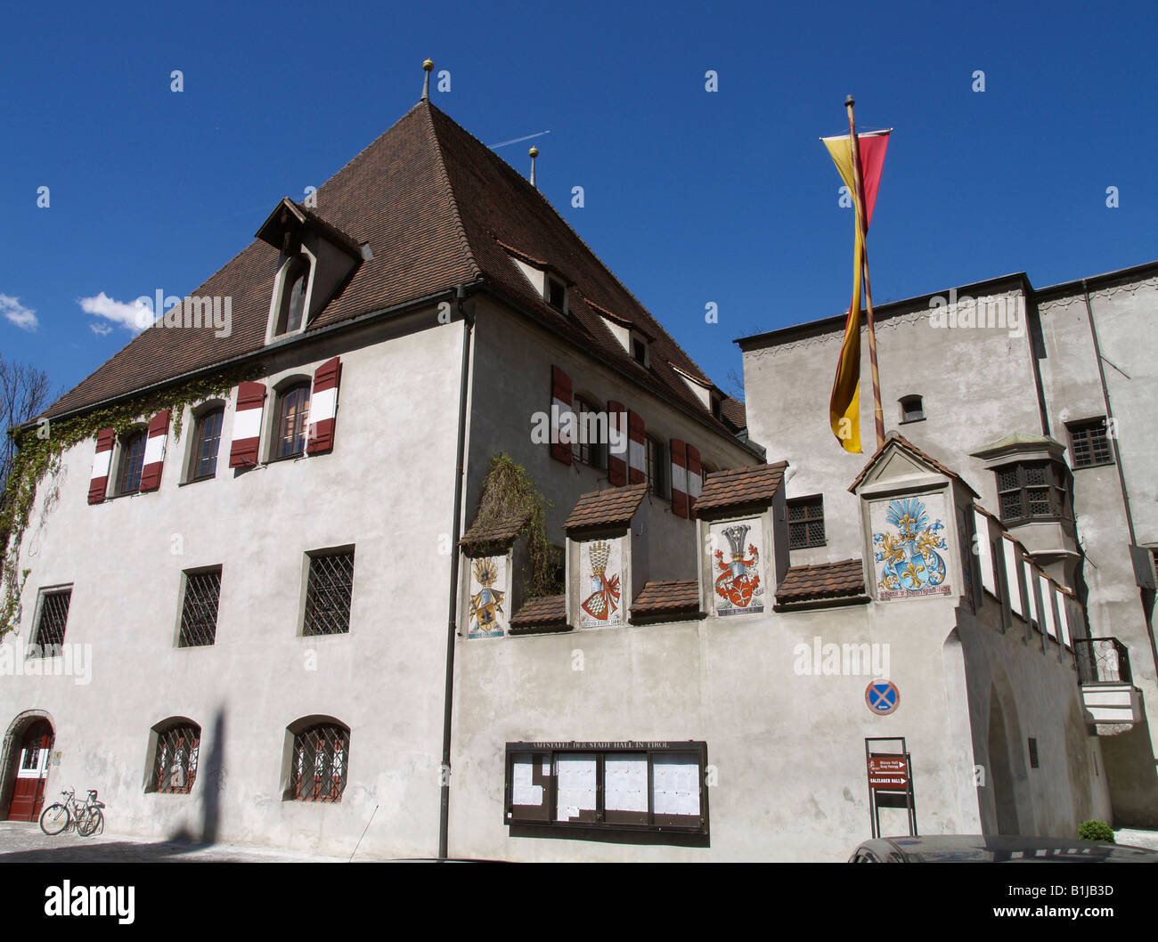 Hall in Tirol, alte Rathaus, Österreich, Tirol, Hall Stockfoto