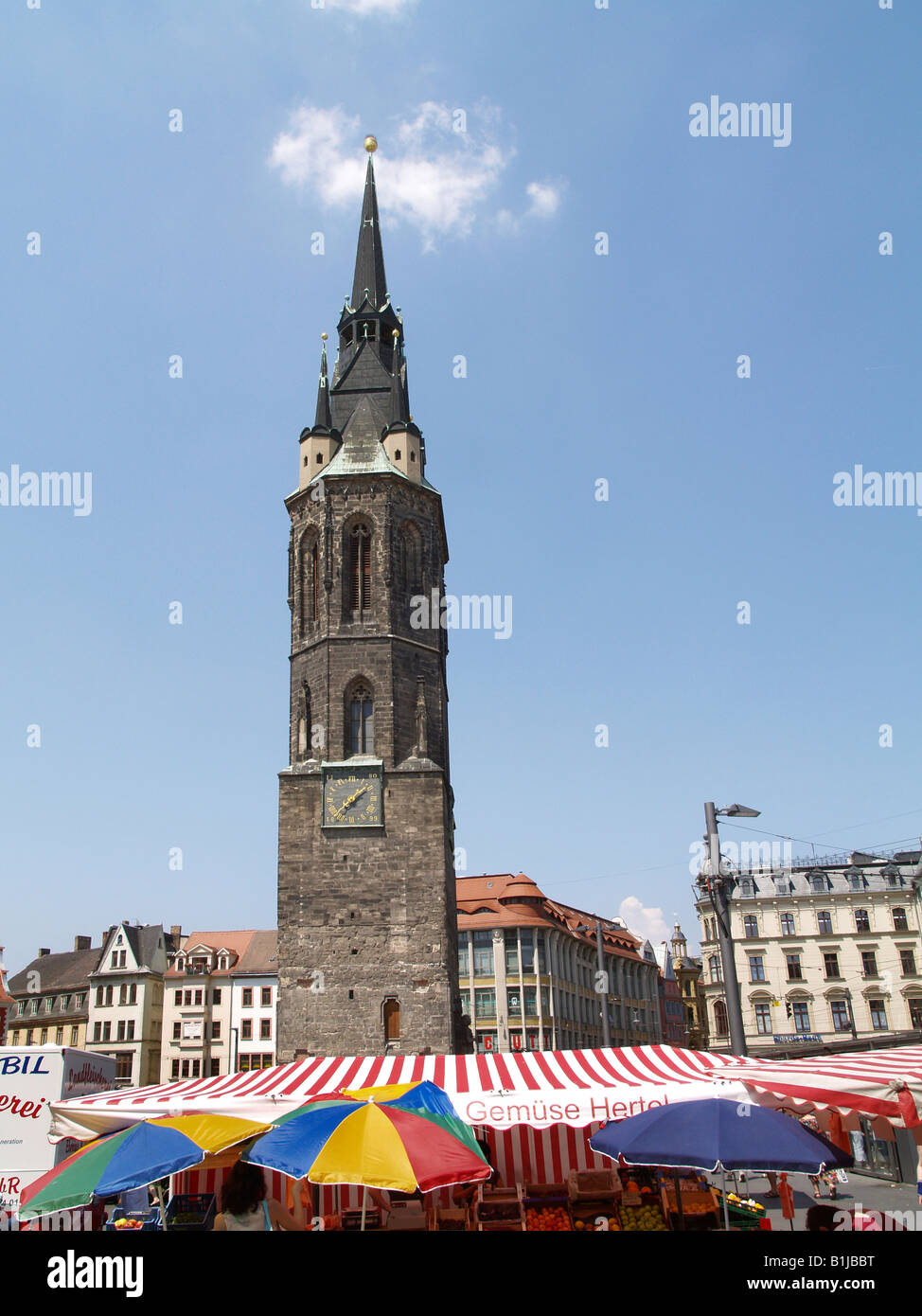 Roter Turm Halle, auf dem Markt Platz, Deutschland, Halle an der Saale Stockfoto