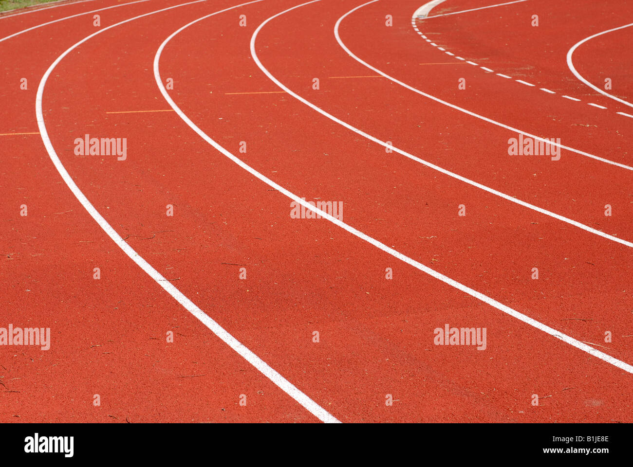 Laufstrecke in einem Stadion Stockfoto