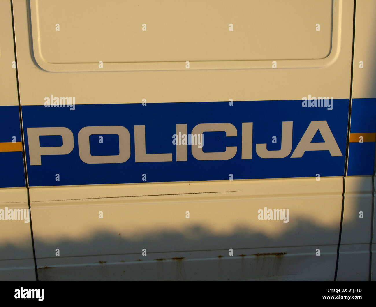 kroatische Polizeiauto, Policija, Detail Stockfoto