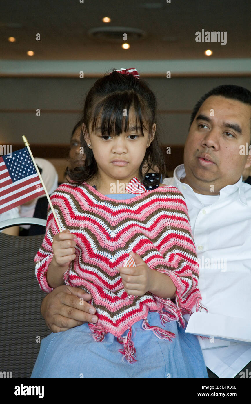 Einwanderer auf Vereidigung für neue Bürger der USA Stockfoto