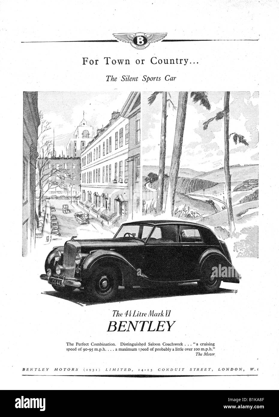1948-Werbung für den Bentley Mark II Sport Motor Auto für nur zur redaktionellen Nutzung Stockfoto