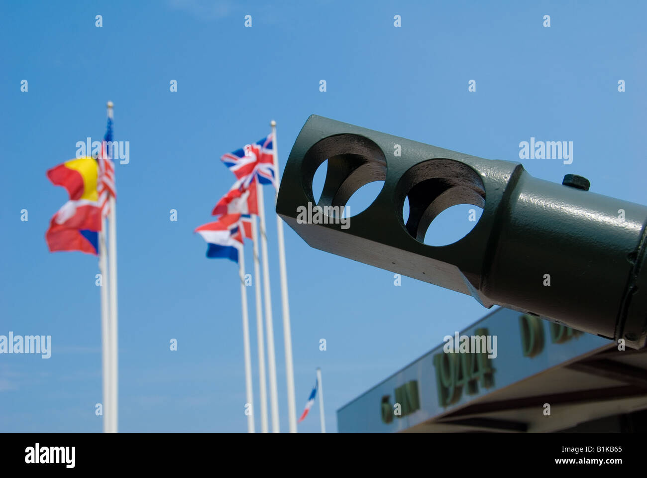 Der vordere Eingang zum Musée D Tag in Arromanches-Les-Bains-Normandie Stockfoto