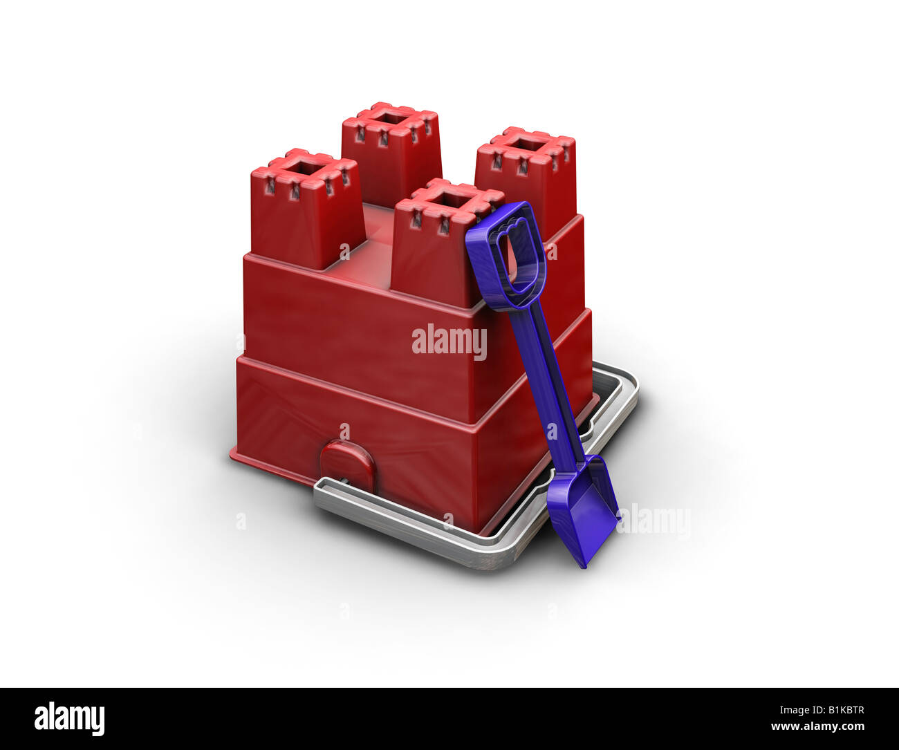 3D Render von einem Eimer und Schaufel Stockfoto