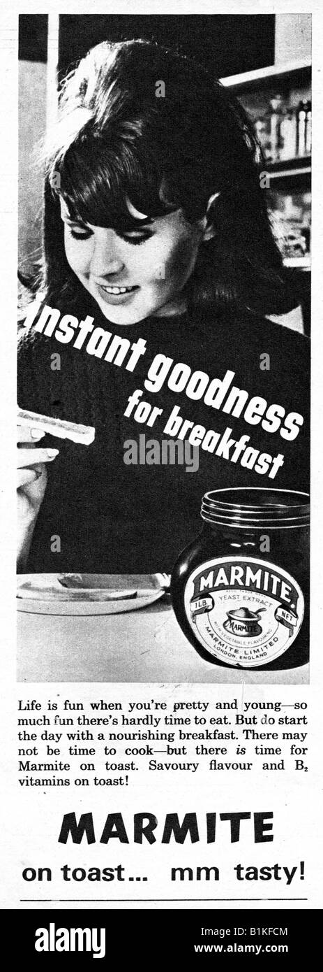 1965 Magazin Werbung für Marmite auf Toast für nur zur redaktionellen Verwendung Stockfoto