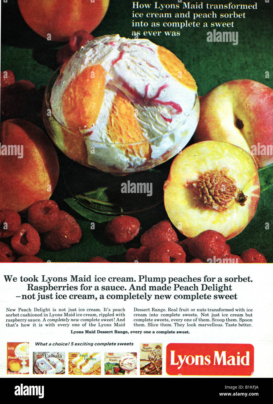 1965 Magazin Werbung für Lyon Magd Eis-Desserts für nur zur redaktionellen Verwendung Stockfoto