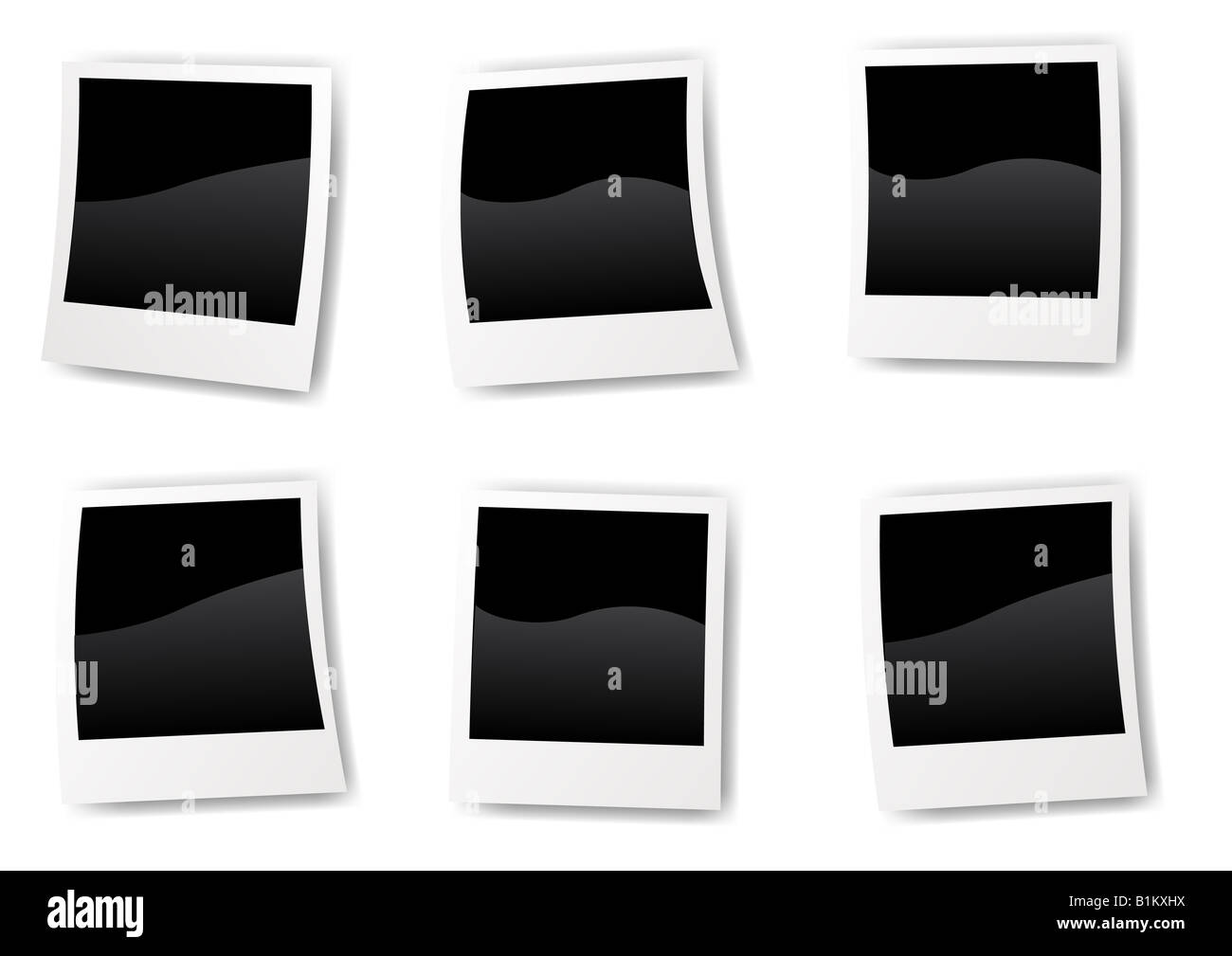 Abstraktes Vektor-Illustration von sechs verschiedene leere Polaroid-Bilder Stockfoto