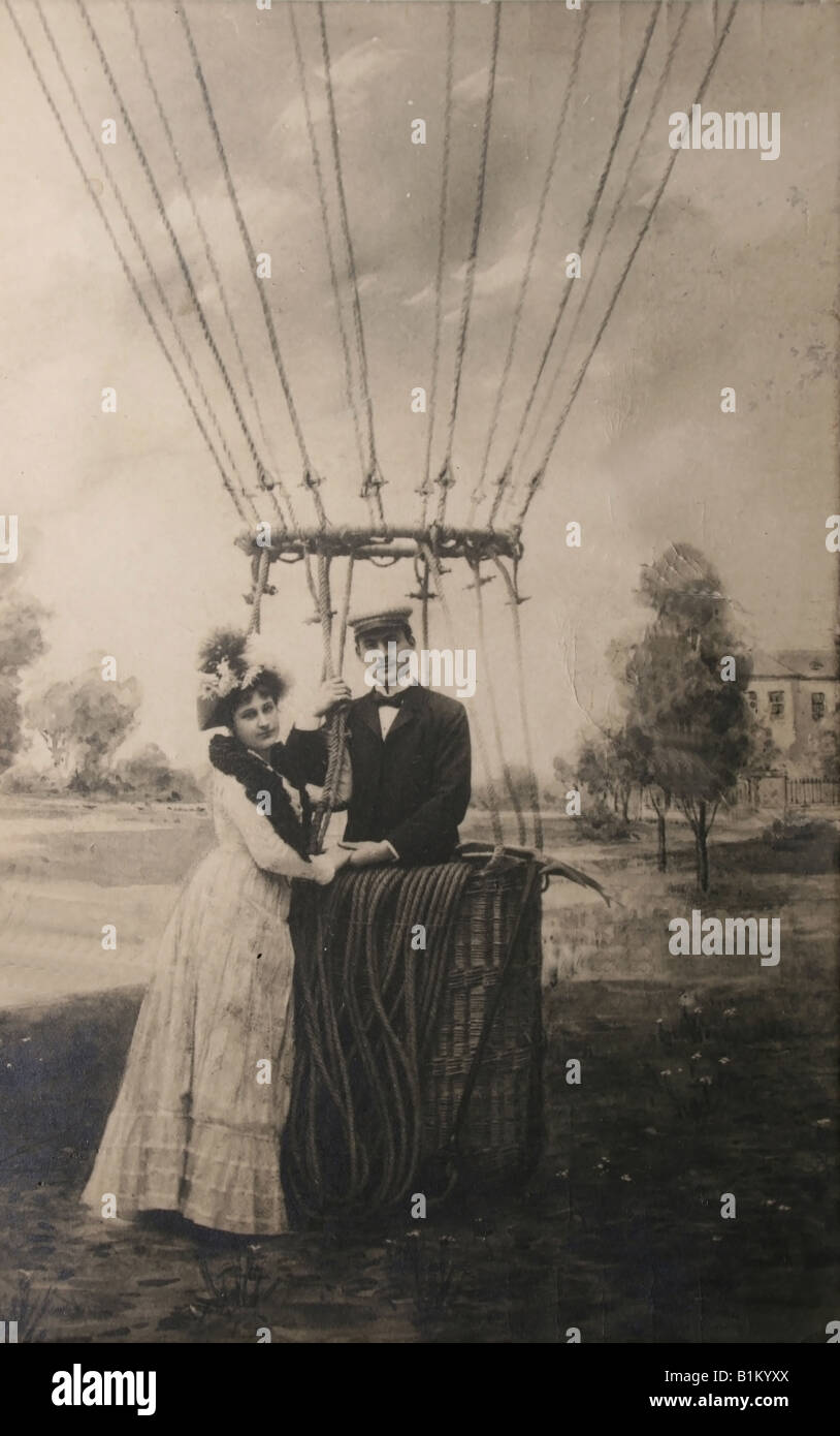 Vintage liebenden paar und Luft Ballon Stockfoto