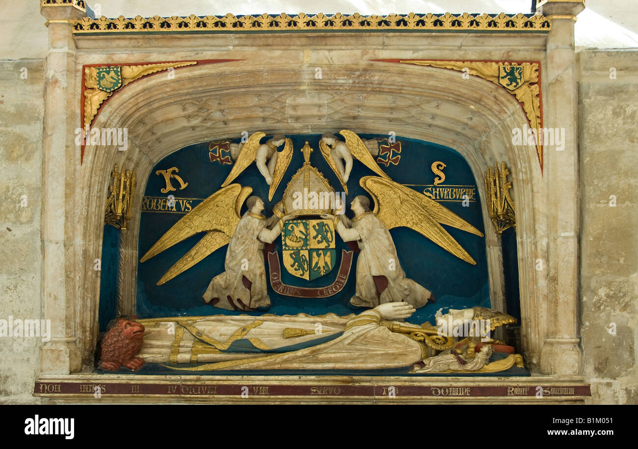 Denkmal für Robert Sherburne, Bischof von Chichester in der Chichester Cathedral, West Sussex, England, Großbritannien Stockfoto