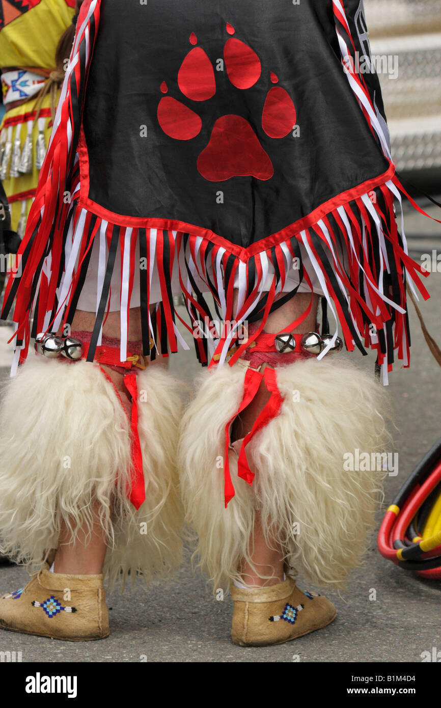 Einheimischen Aborigines Tänzerin Kostüm Detail Victoria British Columbia Kanada Stockfoto