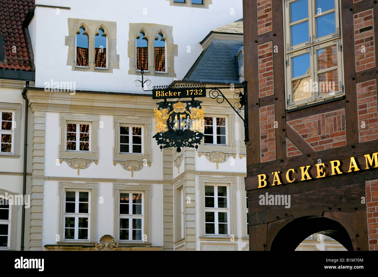 Historischer Marktplatz, Hildesheim, Niedersachsen, Deutschland. Stockfoto