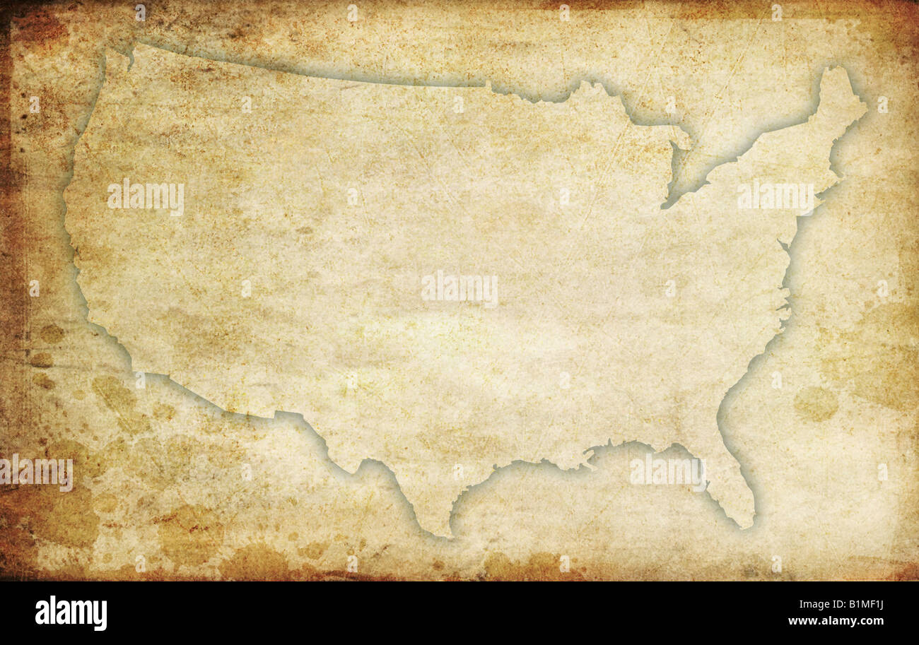 USA Karte Kontur. Verrostet und Grunge, alte stilisierten Hintergrund Stockfoto